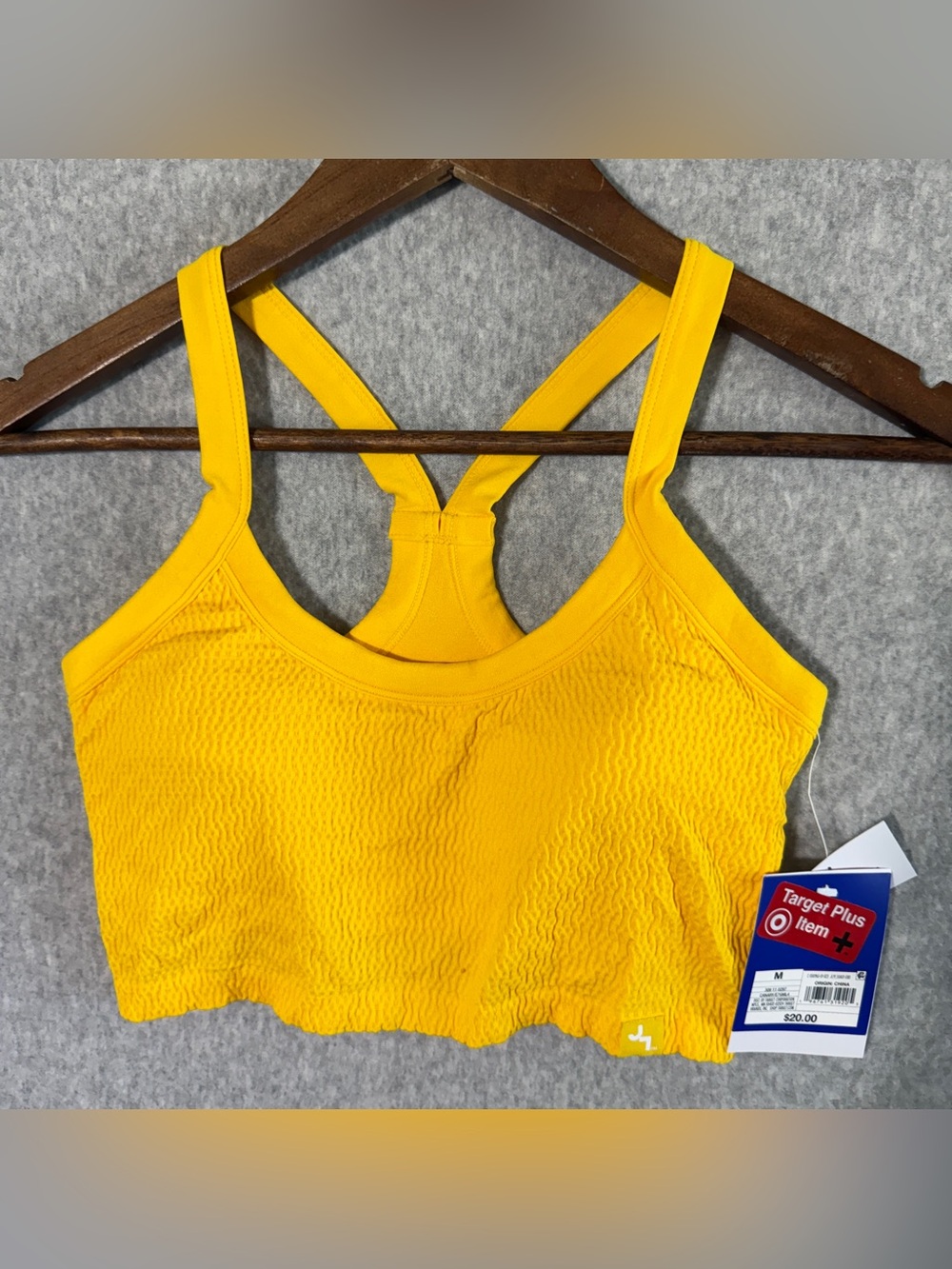 JoyLab Bright Yellow Ribbed Racerback Crop Bralette medium